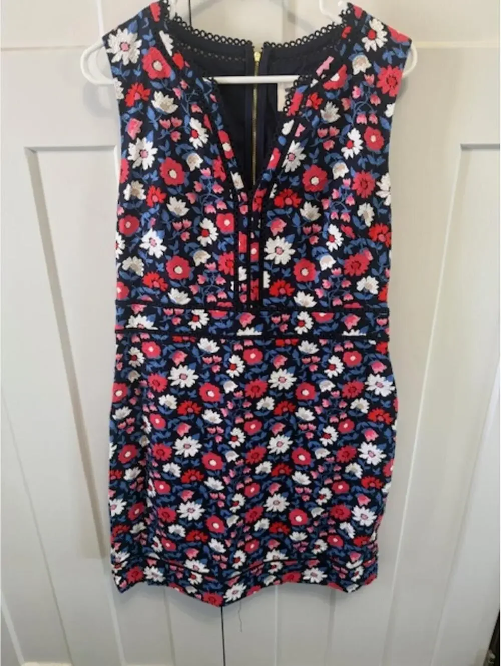 NWOT Kate Spade shore thing daisy jacquard sheath dress in navy,red,white sz 4